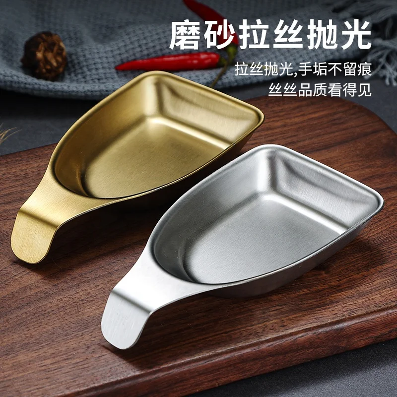 Korean Style 304 Stainless Steel Seasoning Sauce Dish Gold Dipping Bowls