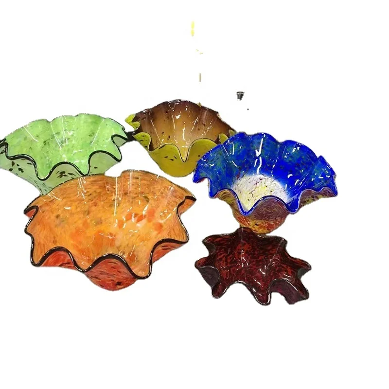 Factory Handmade Murano Glass Flower Vase Blue Colors Luxury Large Glass Bowls for Home Decor