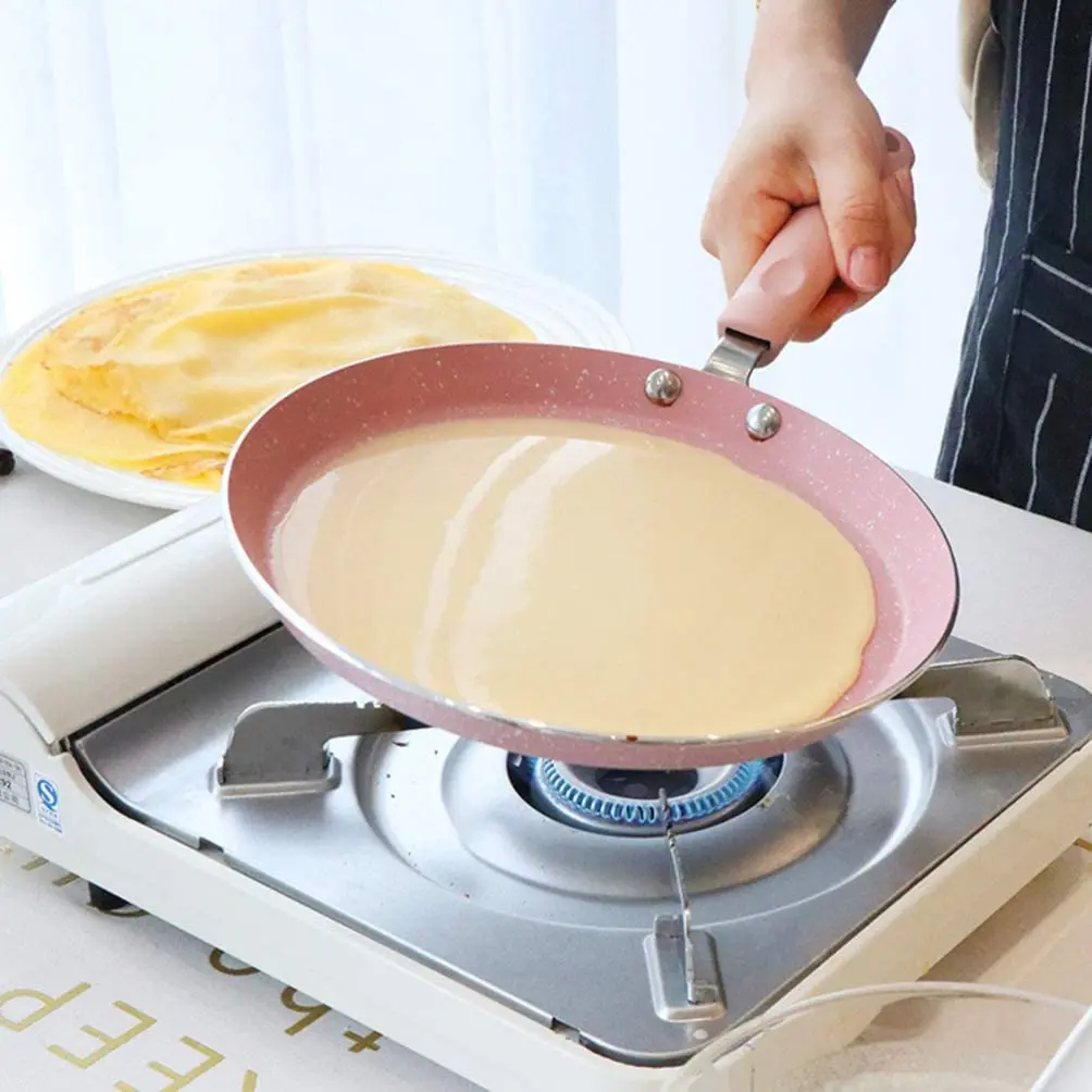pink color Pancake pan Pressed Aluminium non stick Shallow frying pan Kitchen utensils panela rosa induction bottom crepe pan