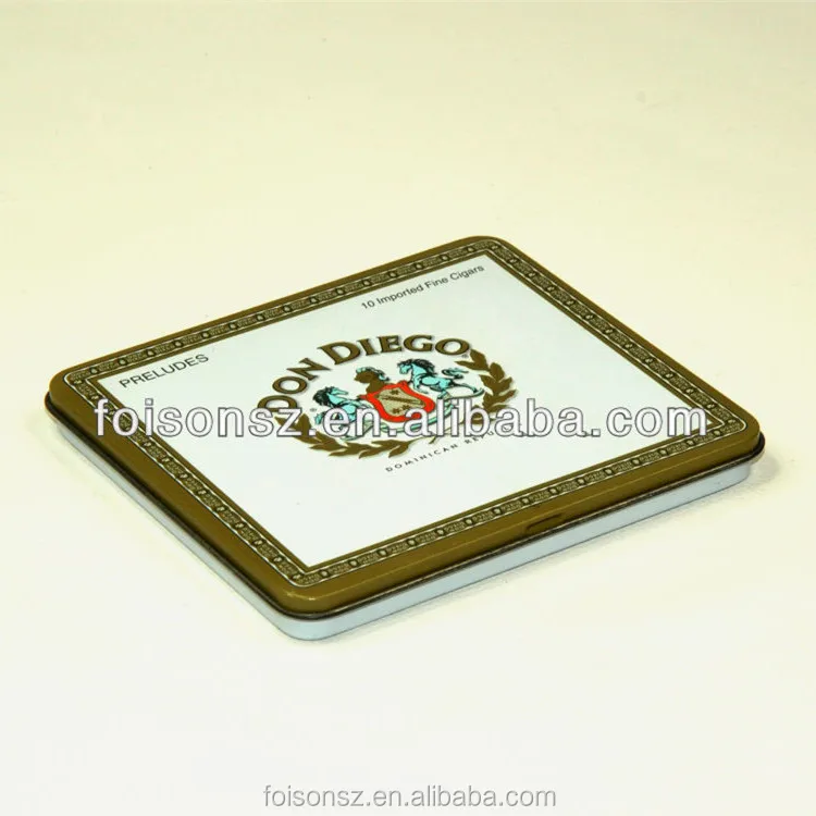 classic design rectangular cigarette cigar metal tin case