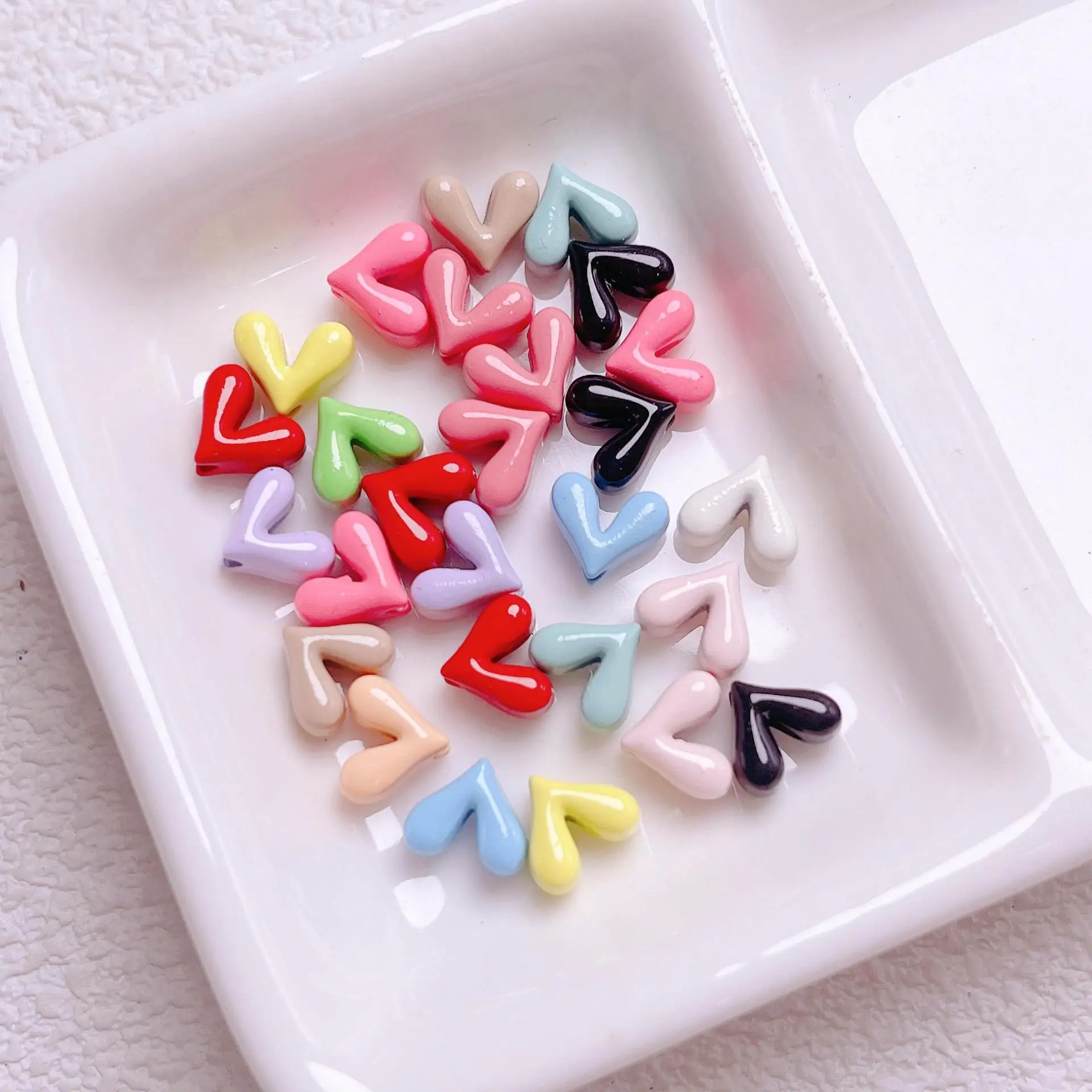 Cute Japanese Alloy Deep V Love Heart Loose Beads DIY Cell Phone Chain Necklace Material Metal Beads
