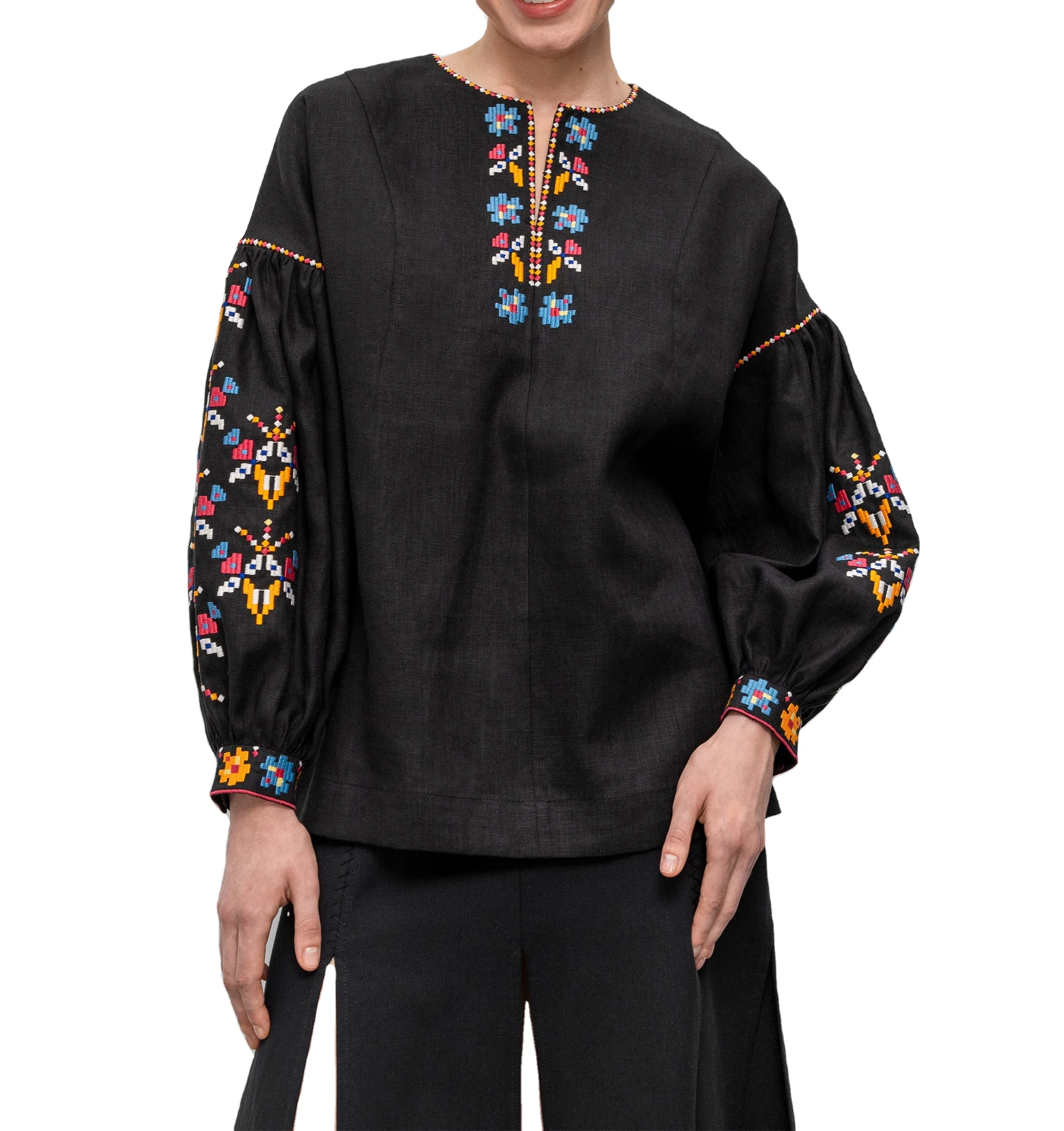 Женский топ на заказ элегантная рубашка с вышивкой Повседневная Блузка женская одежда