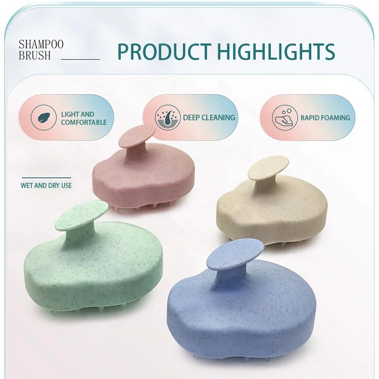 Professional Silicone Shampoo Brush household Wheat Straw Hair Scalp Massager Shampoo Hair Brush For Hair Growth