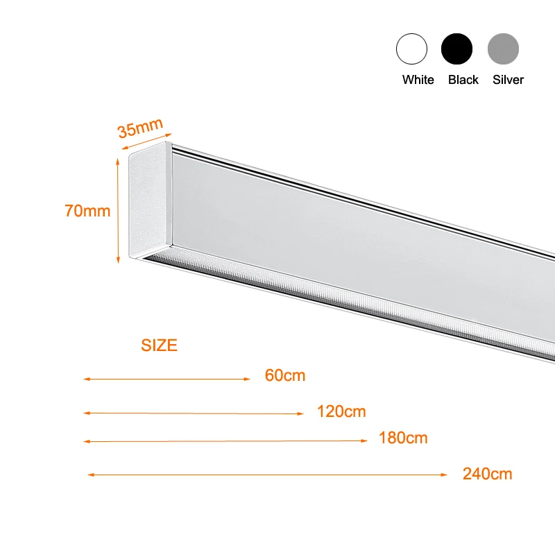 Office Use  UGR<19 LED Linear Light Aluminum and PMMA PC Lamp Body IP20 IP44 CE and ROHS Certified
