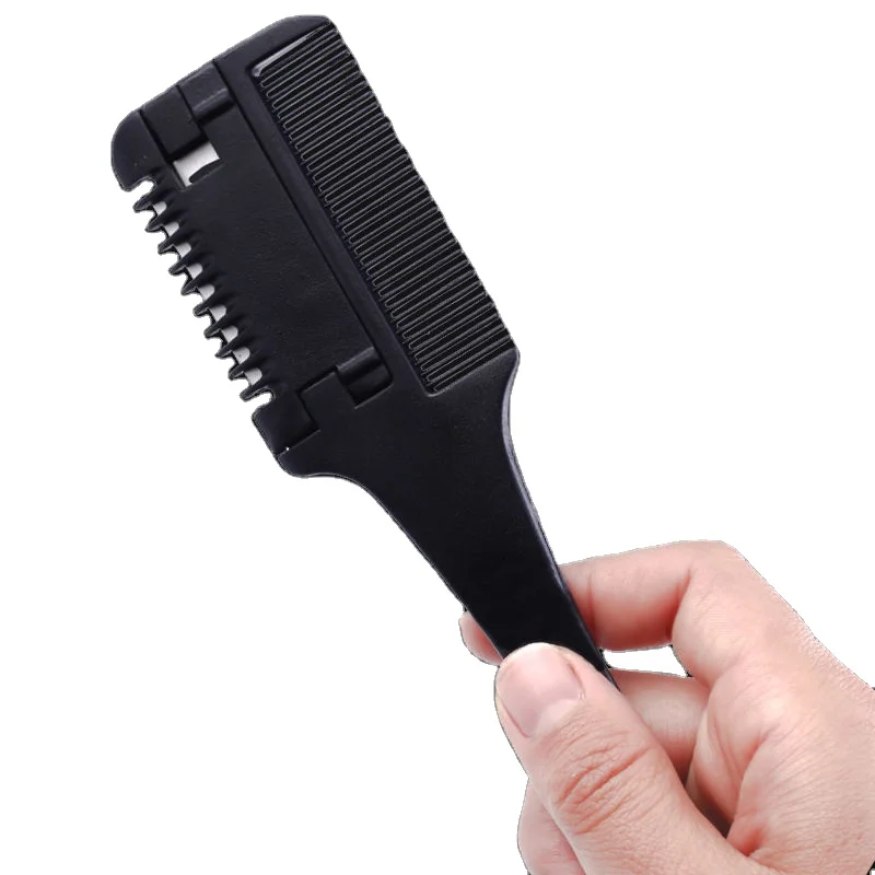 New Design Barber Cutting Hair Handle Comb Salon Professional Integrated With Double Edge Razor Blade Detachable Styling Comb