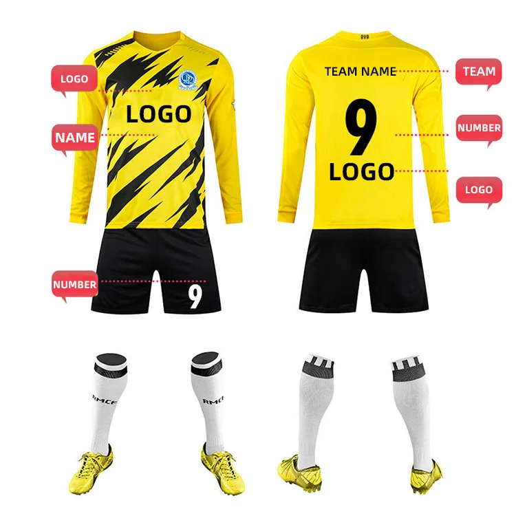 Wholesale 100% Polyester Cheap Football Jerseys Kits Custom Mens soccer team uniform Set With Logo