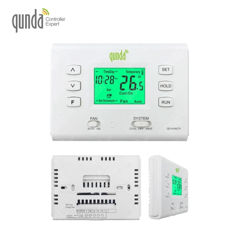 QUNDA QD-HVAC11 24V Or Battery Power Programmable Thermostat System For Central Air Conditioner Control HVAC Electronic Part