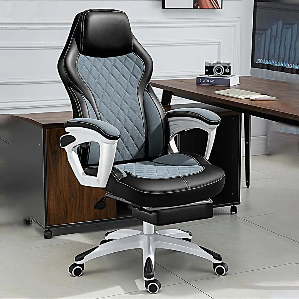 High-Back Black Leather Executive Office Computer Desk Chair Blue Office Chair for Boos Manager