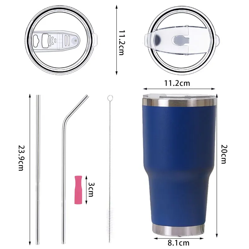 Hot Sale Custom Logo 30 Oz Cup  Double Walled Stainless Steel Metal Travel Mugs Vacuum Insulated Tumbler With Straw