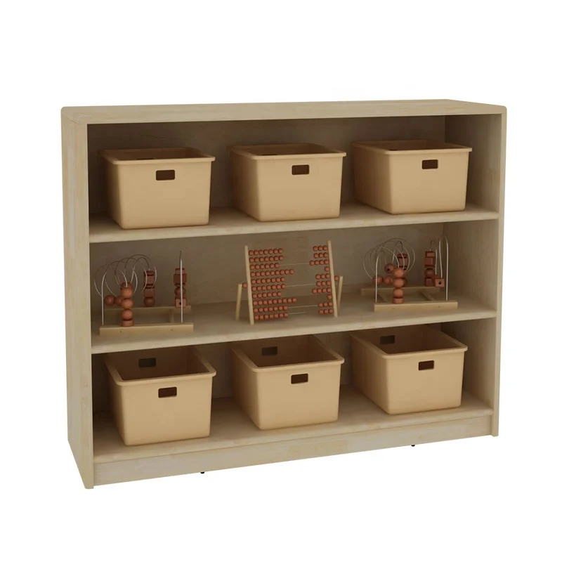 Прыжока дошкольного Cubbies из цельного дерева в дневное время классная детская игрушка ящик для хранения вещей Монтессори полка