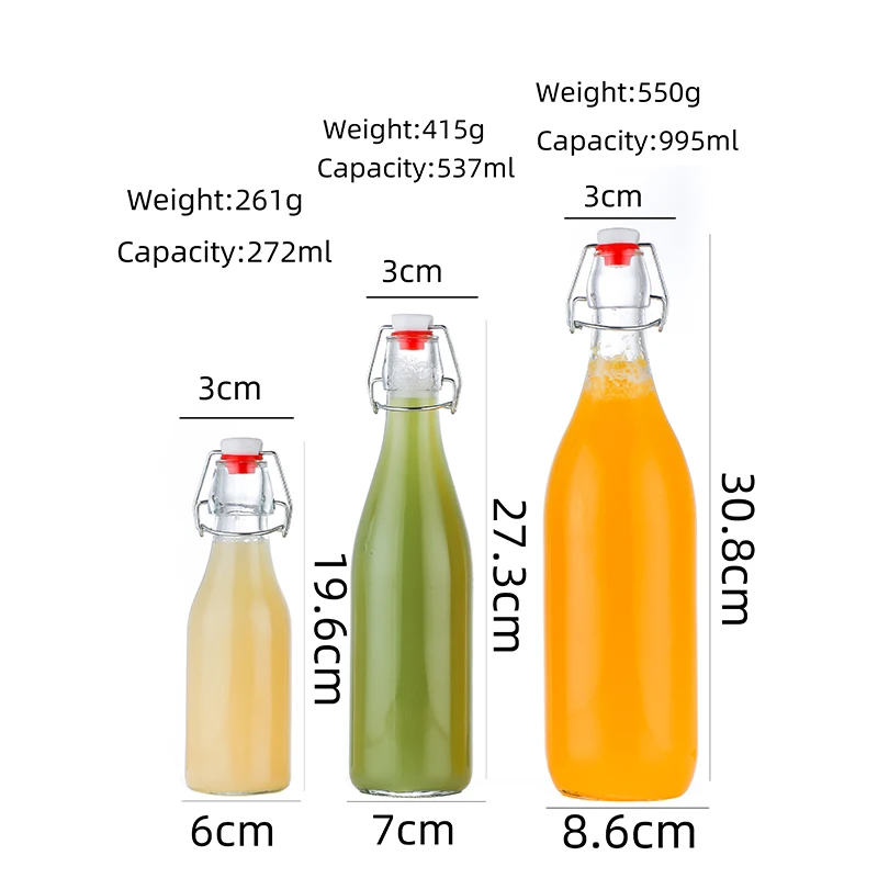 Flip Top Glass Bottle 1 Liter Swing Top Brewing Bottle for Beverages Oil Vinegar