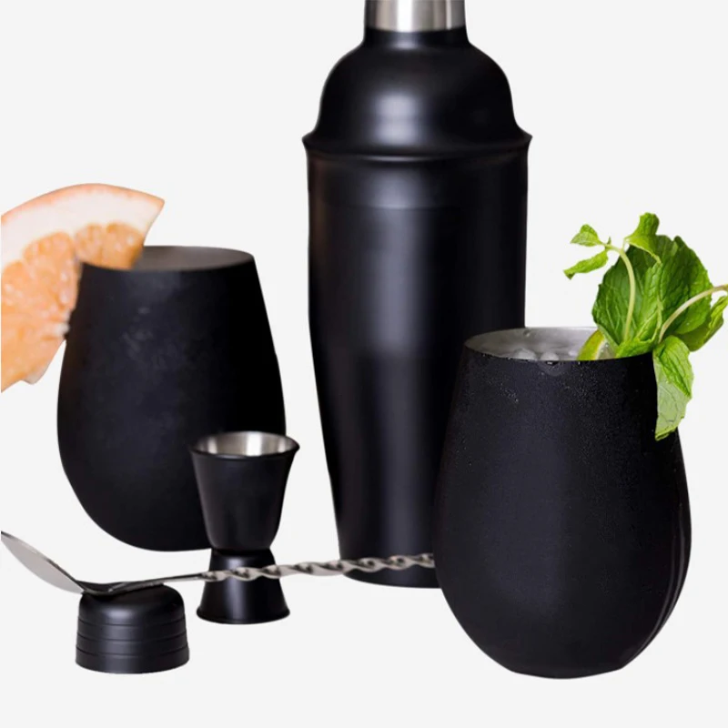 2022 Best Selling  Cocktail Shaker Set And Mixing Spoon Measuring Jigger Gift Set With  Wine Tumbler Bottles