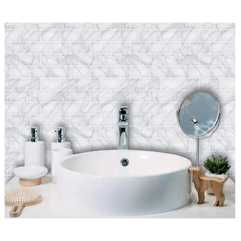 Brick Shape Shower Wall Surrounding Kitchen Backsplash Tile Marble Mosaic