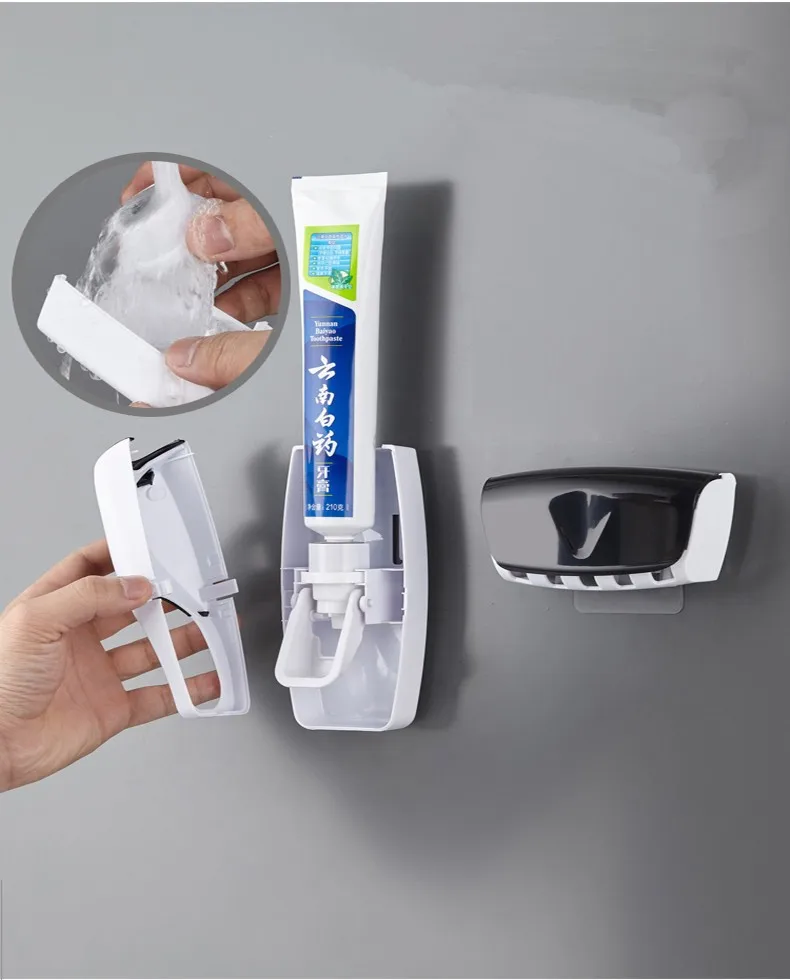 Automatic Toothbrush Dispenser Bathroom Toothpaste Squeezer Wall Mounted Toothbrush Holder