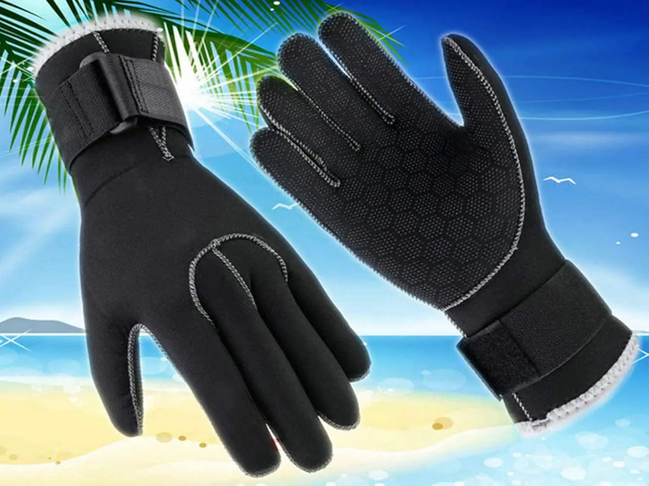 Atenovo Factory Custom 3mm 5mm SCR Neoprene Fishing Hunting Surfing Diving Gloves with Five fingers and non-slip palms