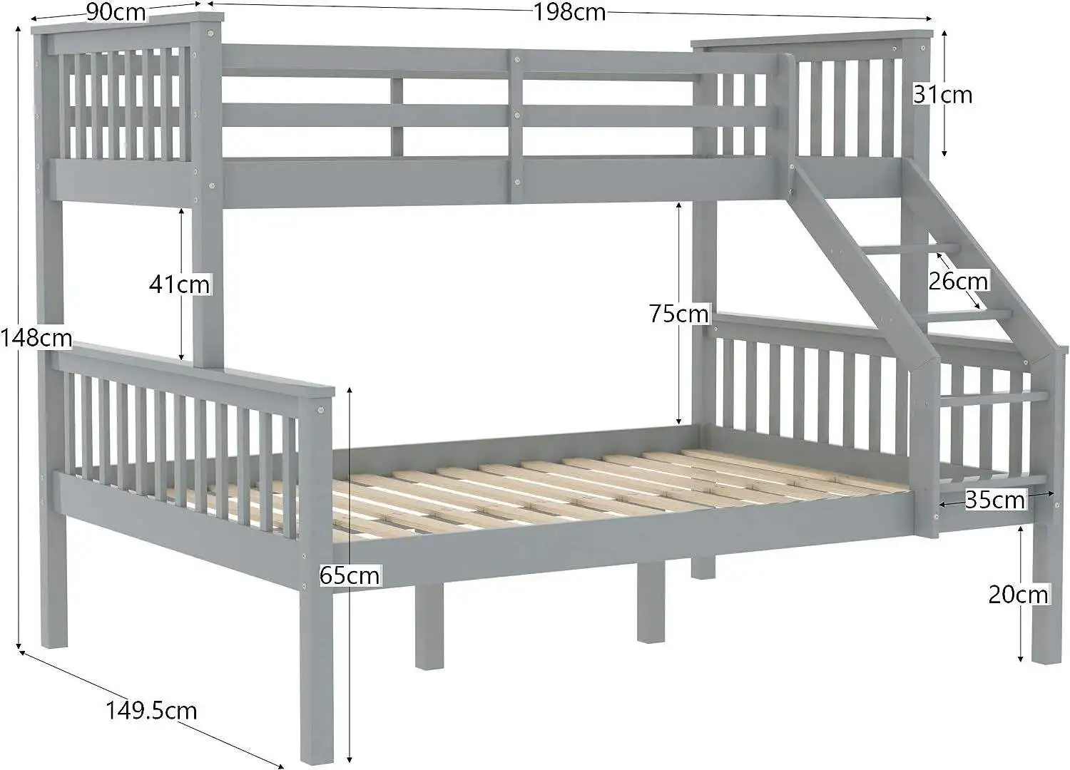 Portable hard wood staff step twin full over kids children beds wood bunk bed with stairs