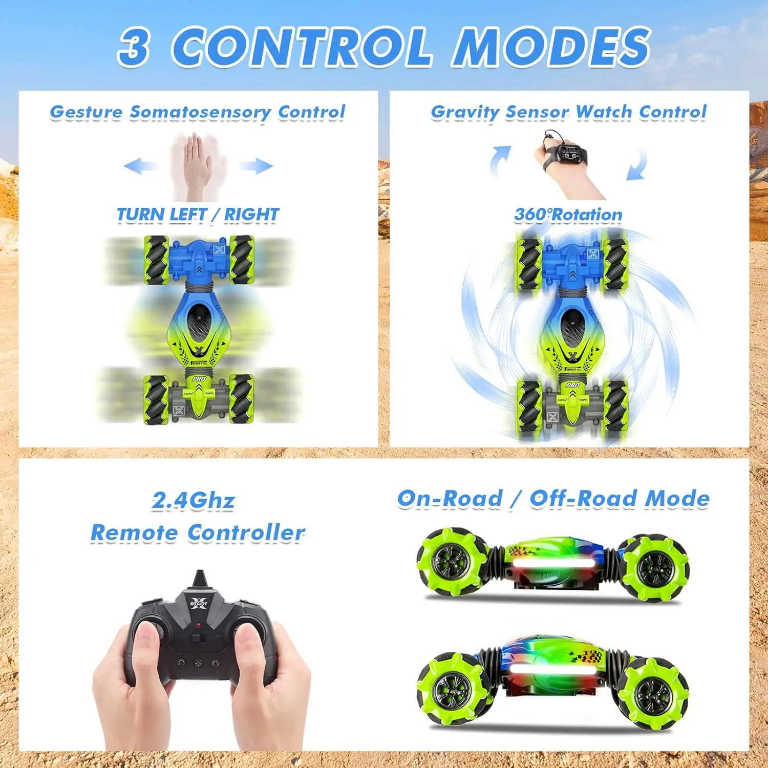 EPT Drift Hand Controlled Remote Control Twist Cars Offroad 360 Rotation 2.4GHz 4WD Gesture Sensing RC Stunt Car Toys