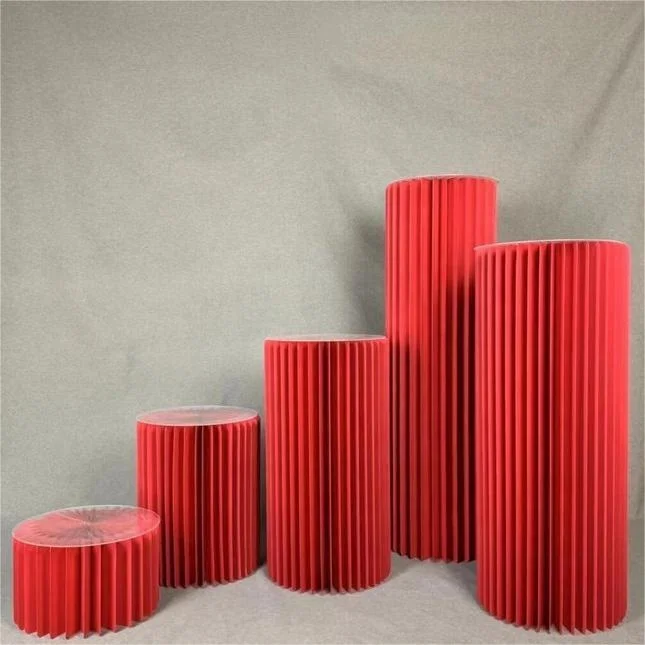 Custom Shape Acrylic Cylindrical Foldable Dessert Table Buffet Origami Bird Cage Shape Marvel Vase Dessert Table