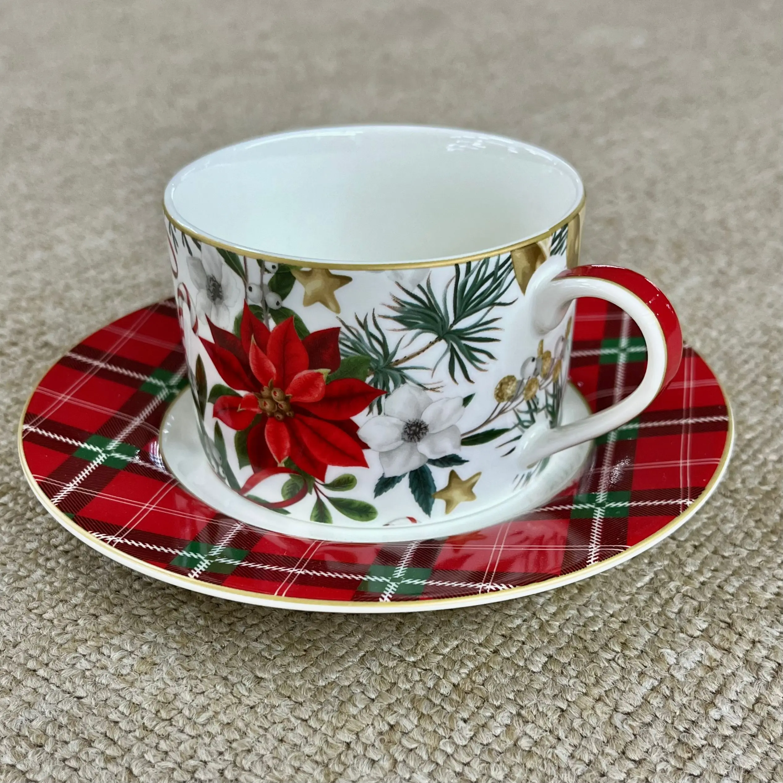 Holiday  Christmas-Themed Dinnerware Set with Salad Plates, Cups and Bowls, Unique Gift for Christmas