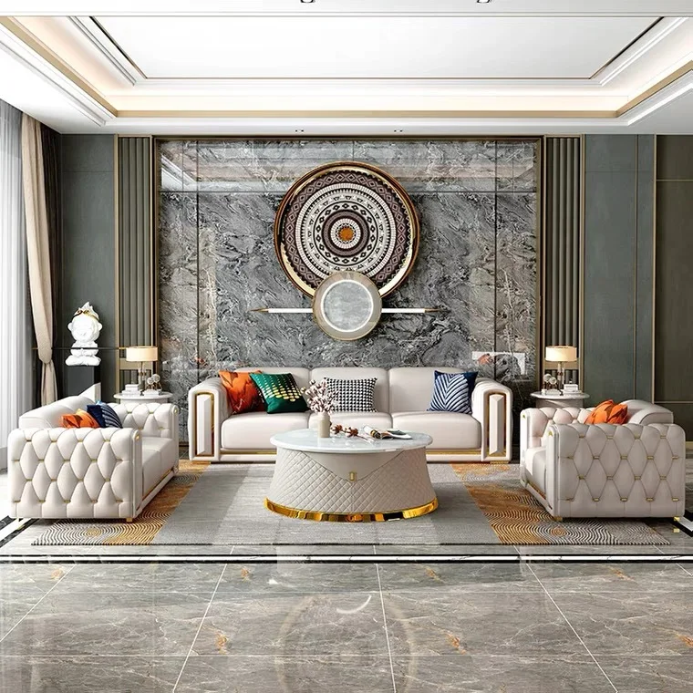 Luxury Contemporary Living Room Sofa Set Modern Chesterfield Couches Stylish Sofas for Home Villa Furniture