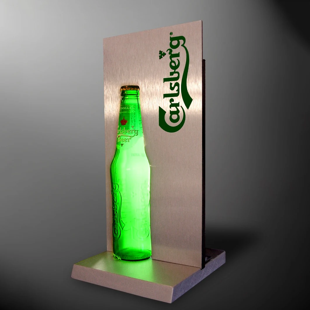 Индивидуальная Экологически чистая металлическая подставка для бутылок NIHAO из нержавеющей стали со светодиодной подсветкой