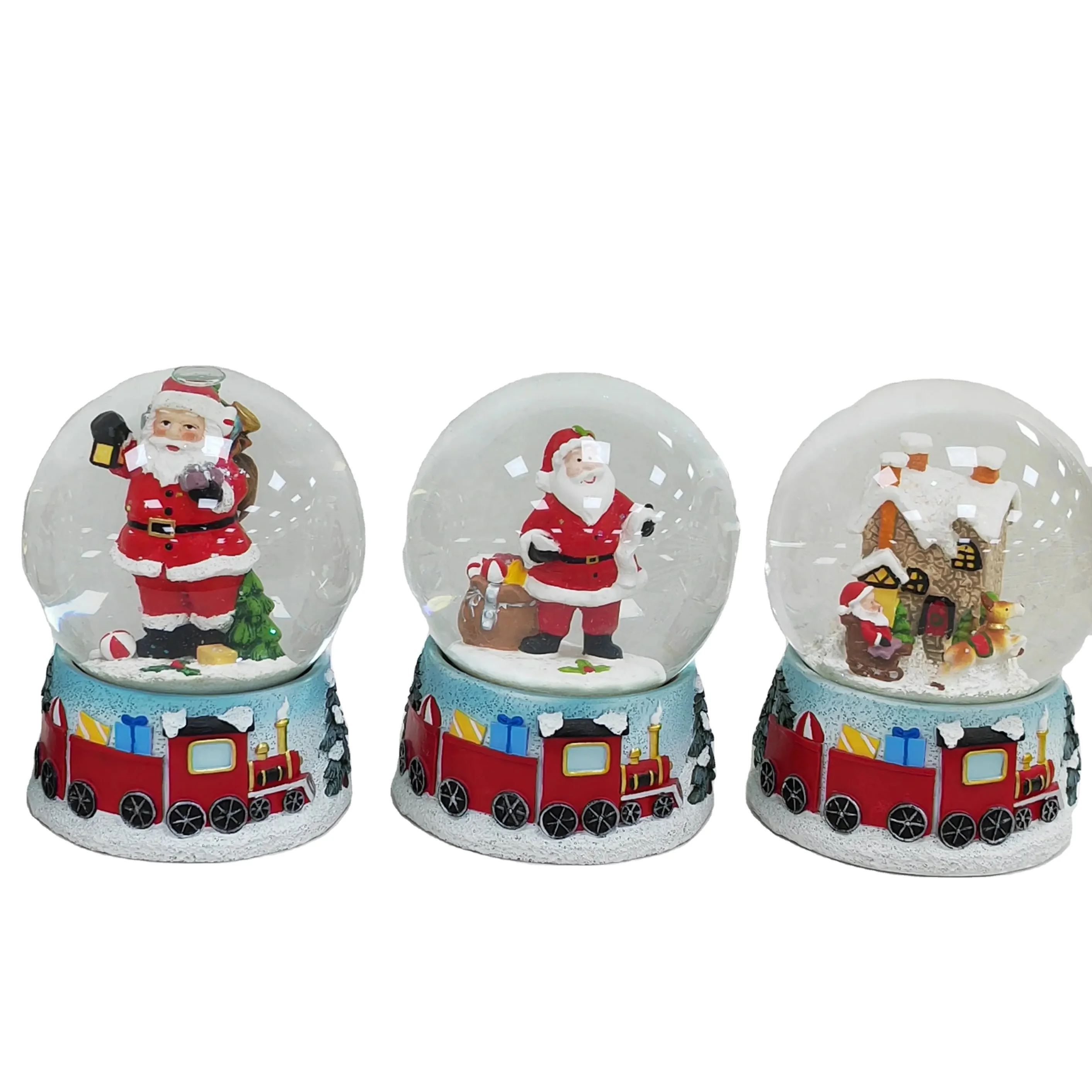 Christmas Tree Village Musical Water Globe and Moving Train - Plays Tune We Wish You A Merry Christmas