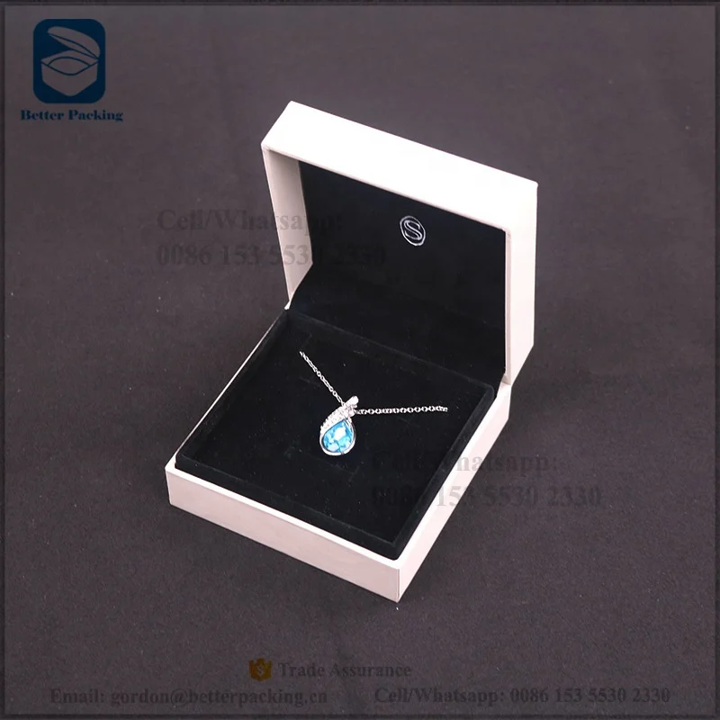 JBS703M factory customized grey smooth touching paper hinged black velvet earring chain necklace ring box jewelry