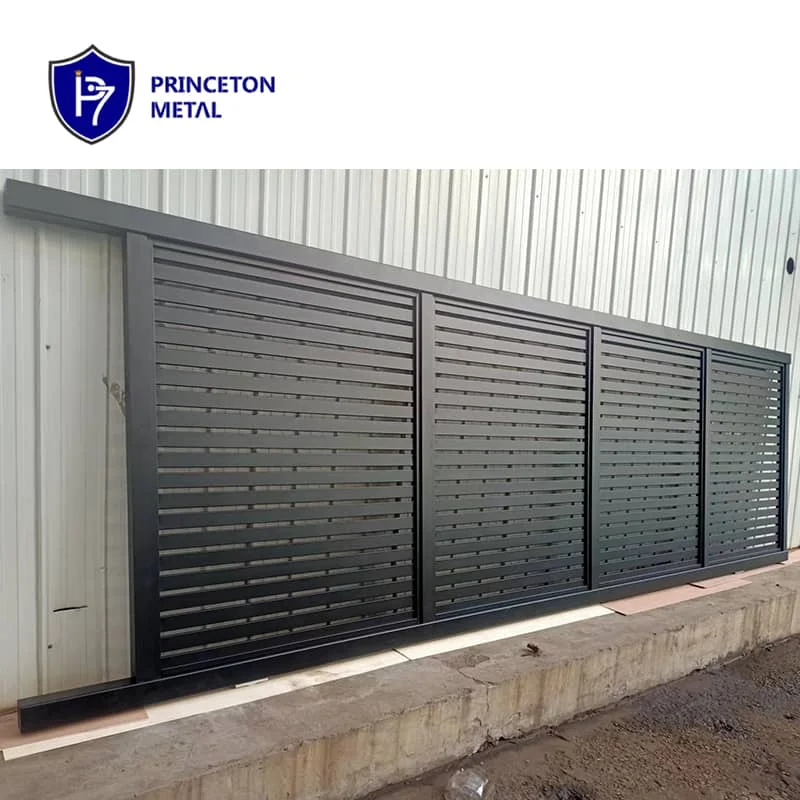 Decorative Powder Coated Aluminum Semi Privacy Slat Sliding Main Driveway Gate