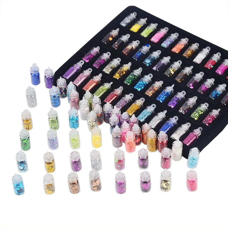 48 Bottles/Set Nail Art Sequins Glitter Powder Manicure Decoral Tips Polish Nail Stickers Mixed Design Glitter Dust Powder Set