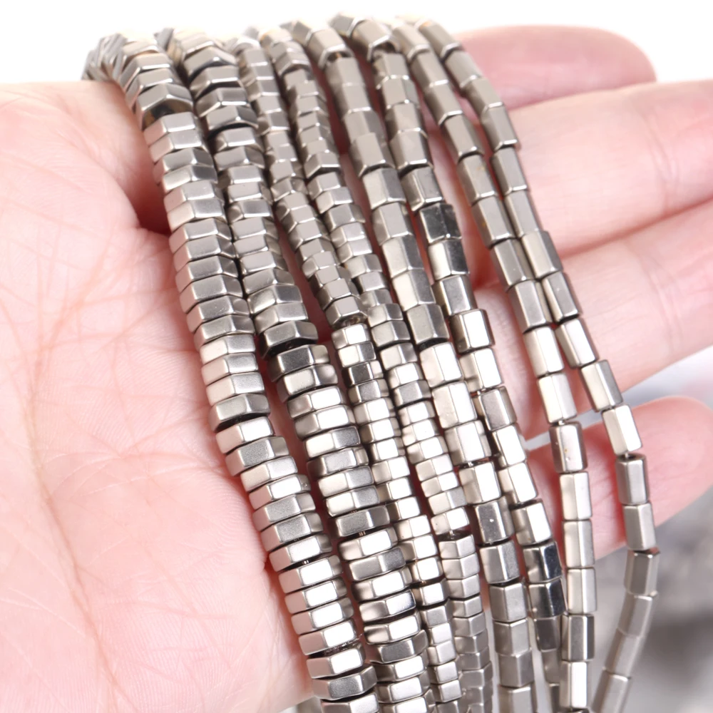 New Style Natural Stone Beads Plating Pearl Grey Color Cross Heart Hematite Spacer Loose Beads for Jewelry Making Handmade DIY