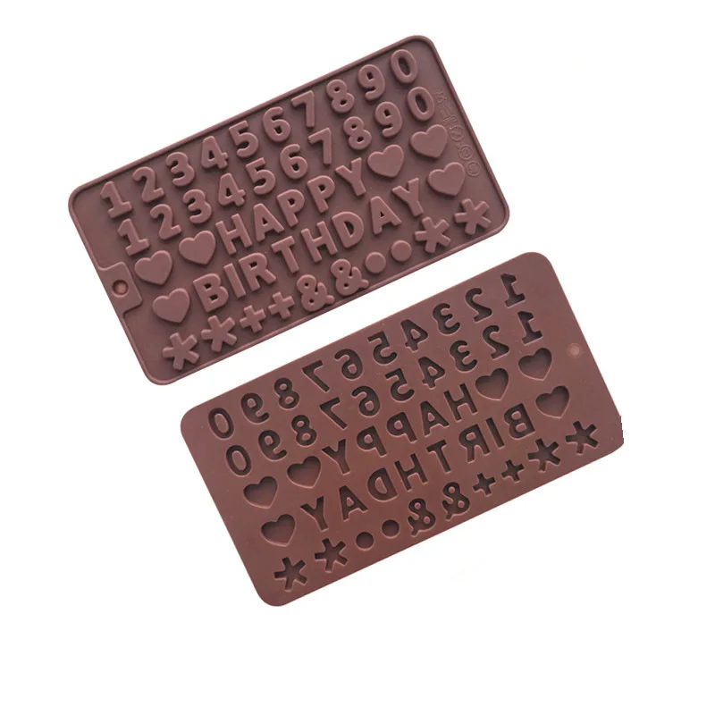 Happy Birthday Silicone Letter Mold and Number Chocolate Molds Cake Decorations Symbols for Cake Tools