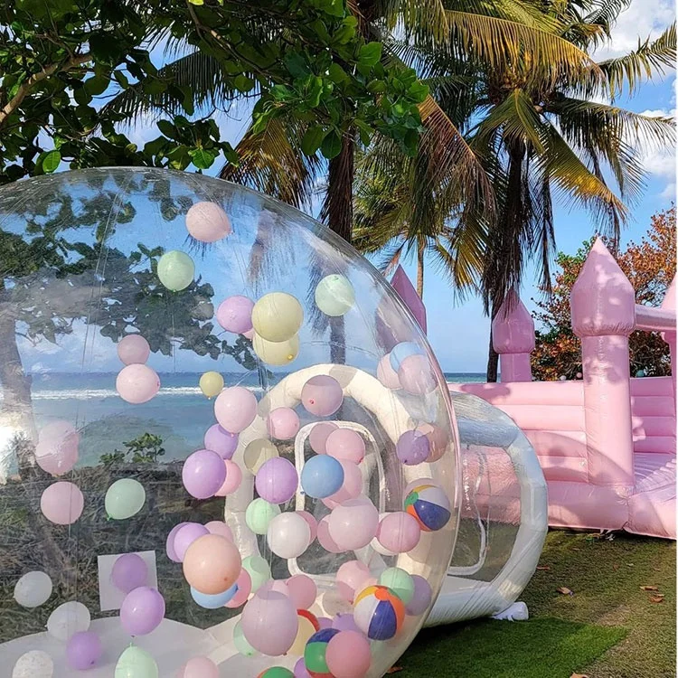 Customized popular clear dome inflatable  bubble house tent with balloons