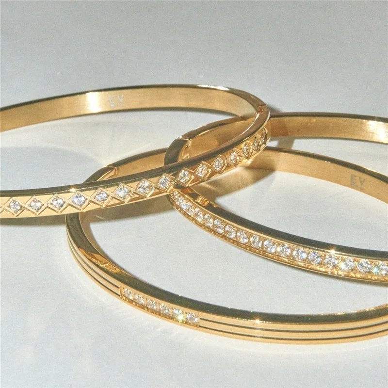 18k Gold Plated Star Zircon Stainless Steel Bracelets For Women Jewelry Vintage Anti Tarnish Open Colorful CZ Bracelet Bangle