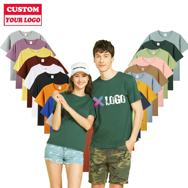 Custom Logo High Quality Summer Cotton T-Shirt 210gsm Heavy Weight Cotton T Shirt Oversized Tshirt Unisex T-Shirts Custom Print