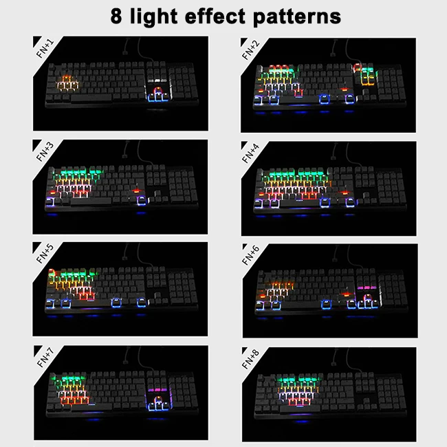  Высокое качество 104 клавиши Проводная игровая Подсветка клавиатуры rgb LED Механическая клавиатура мышь