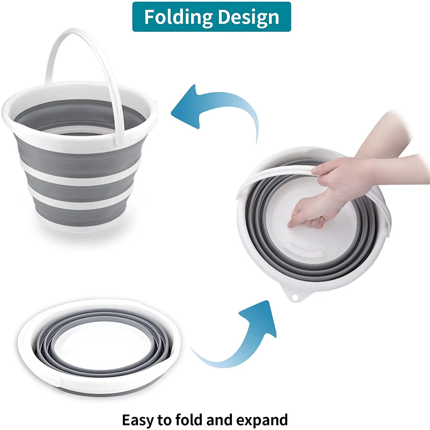 Outdoor camping Travel 10L/5L/3L silicone Collapsable Portable Fold Car Bucket Thick Folding Silicone Cover Wash Fishing Bucket