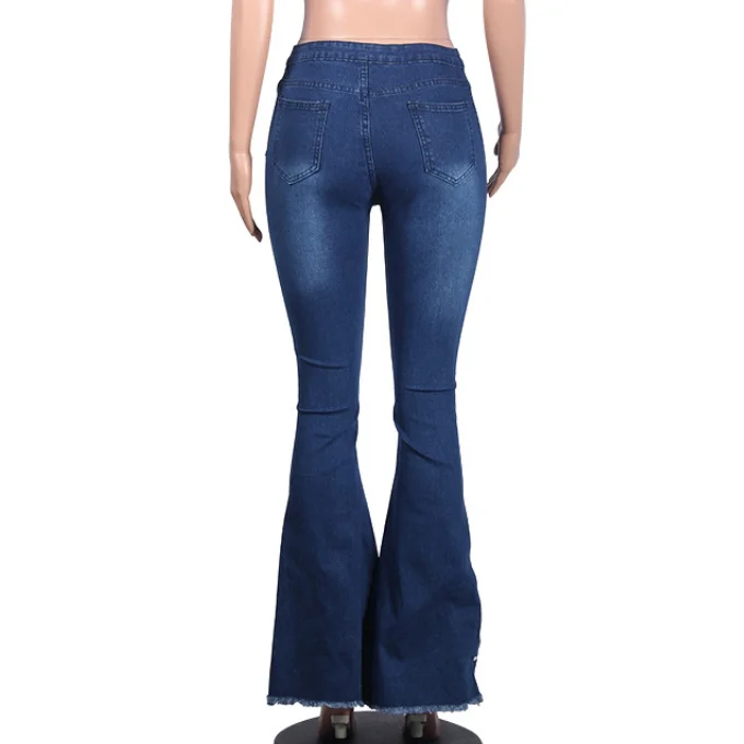 
Wholesale Women Jean Pants Ladies Cotton Denim Pant Lady Flare Jeans 