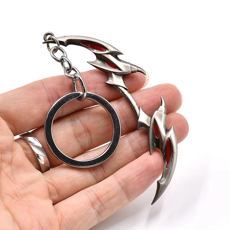 Popular game leagues of legends character weapons model keychain metal mini keyring fashion key or bag decoration pendant store