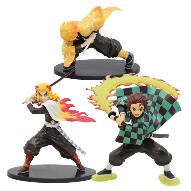 Quality Guarantee   Anime Demon Slayer kimetsu no yaiba big figure Tanjiro Zenitsu Rengoku pvc Action Figures for decoration