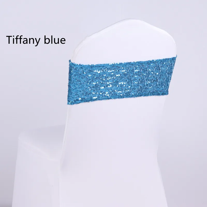 Wholesale stretch Spandex sequin Embroidered Decorative chair Sash for Wedding Party