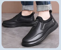 PU sole light weight water proof fur lined Mens winter warm leather boots loafers Shoes moccasins for men