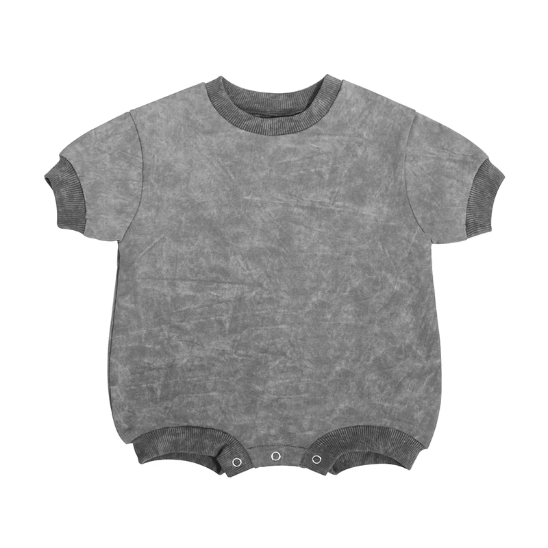 Best Selling Baby Clothes Hoodie Batik Snap Button Summer Knitted  Blank Short Sleeve O-Neck Baby Rompers