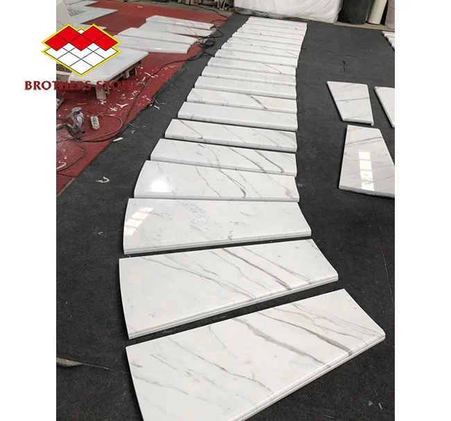 Wholesale Prices Artificial Sintered Stone Calacatta White Marble Tread Stair Box Balusters
