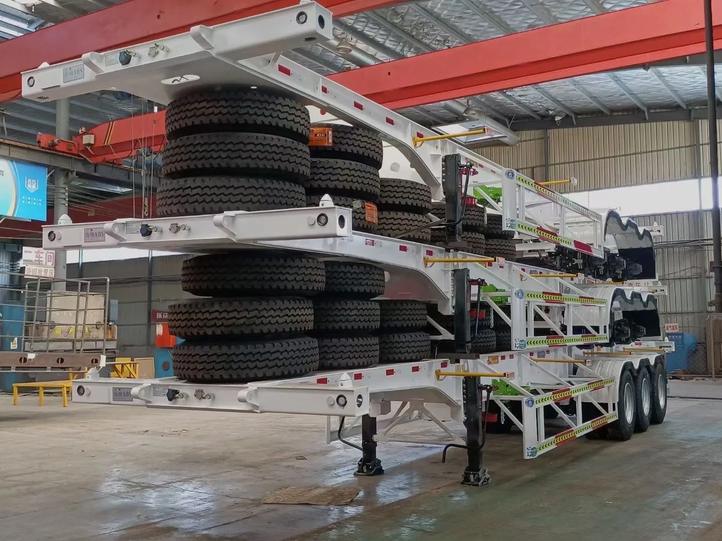 Wabco Brake System Steel and Carbon Axle Trailer 20ft 40ft 45ft Skeleton Container Semi-Trailer Truck Trailers