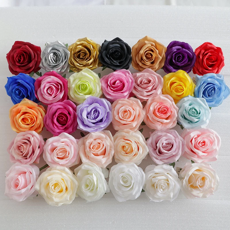 9cm Matte Cloth Multiple-colors Modern Beautiful Rose Flower head Decoration