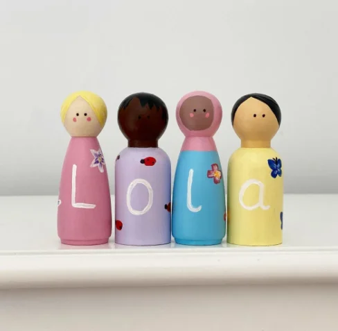 Original style unpainted drawing peg dolls decorative peg dolls Christmas festivals wooden peg dolls