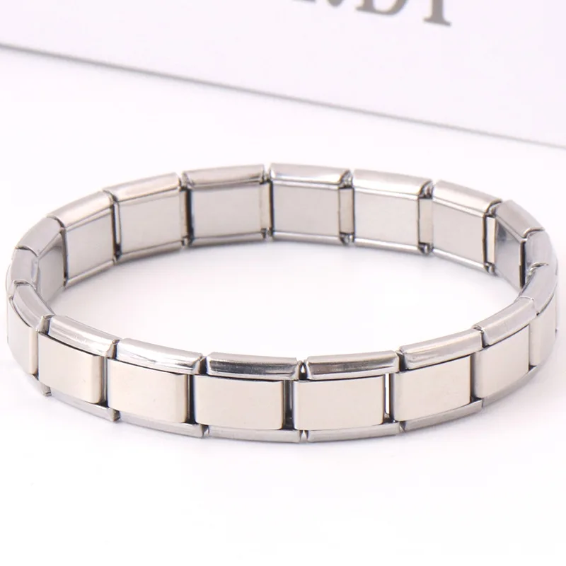 Fashion DIY Jewelry Bracelets Making Accessories Removable Elastic Engraving Name Silver Blank Stainless Steel Cuban Link Chain