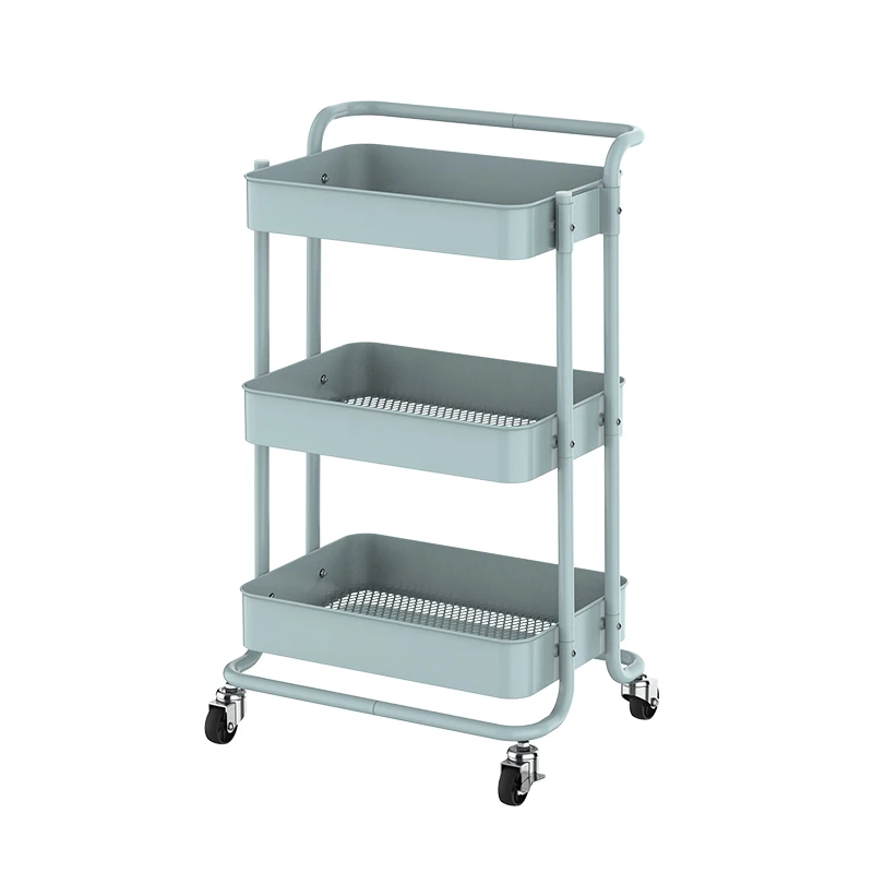 Bathroom 3 Tier Stainless Steel Shelves Trolley Utility Storage Rolling Carts