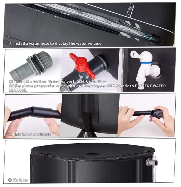 Waterproof PVC Tarpaulin Rain Water Barrel 100L-1000L Decorative Irrigation System Cover from 200L 250L 500L 700L 1000L