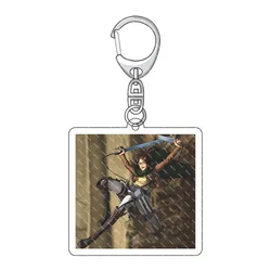 Japanese Anime Attack on Titan Keychain Mikasa Ackerman Eren Acrylic Cartoon Figures Pendant Key Chain Backpack Car Accessories